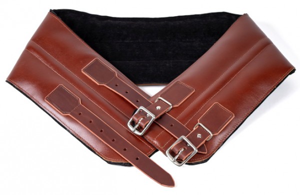 24Helmets brown leather kidney belt with steel buckles