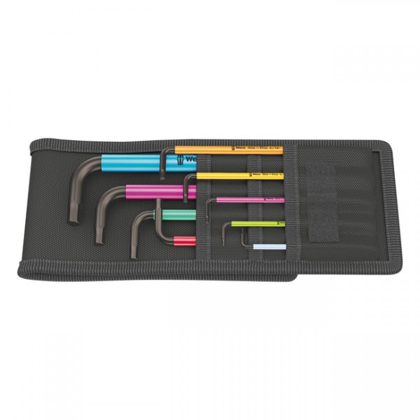 WERA Tools hex key set multicolor US sizes - 5/64&quot;, 3/32&quot;, 1/8&quot;, 5/32&quot;, 3/16&quot;, 7/32&quot;, 1/4&quot;, 5/16&quot;, 3/8&quot; socket head bolts