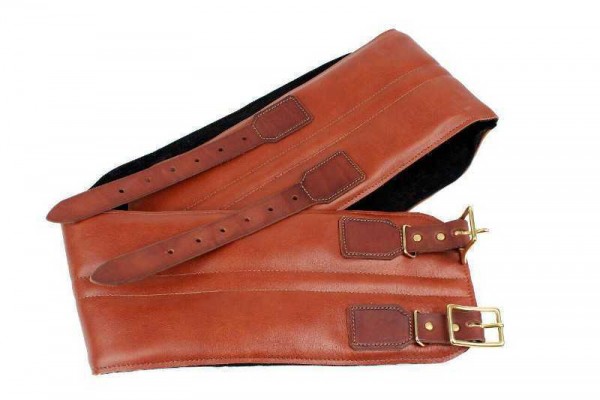 24HELMETS Kidney Belt Real Leather w. Brass-Buckles - brown