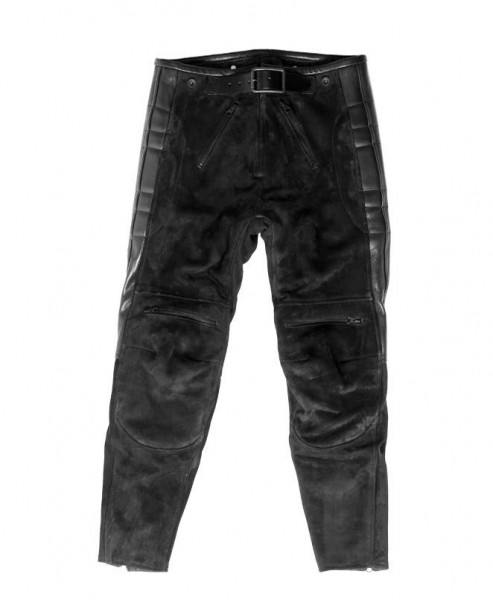 EL SOLITARIO Lederhose - &quot;Rascal Leather Motorcycle Pants&quot; - Nubuk schwarz