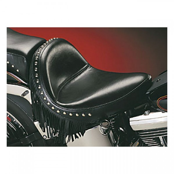 LEPERA Sitz Monterey solo seat. Smooth with fringes. Gel - 08-17 Softail with 150mm tire, fender