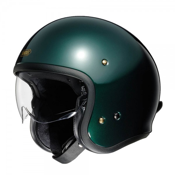 SHOEI JO British Green Open Face Helmet with integrated visor