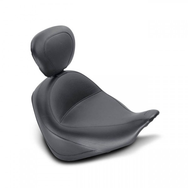 MUSTANG Seat Mustang wide touring solo seat plain w/driver backrest black - 10-20 Honda VT1300CX Fury