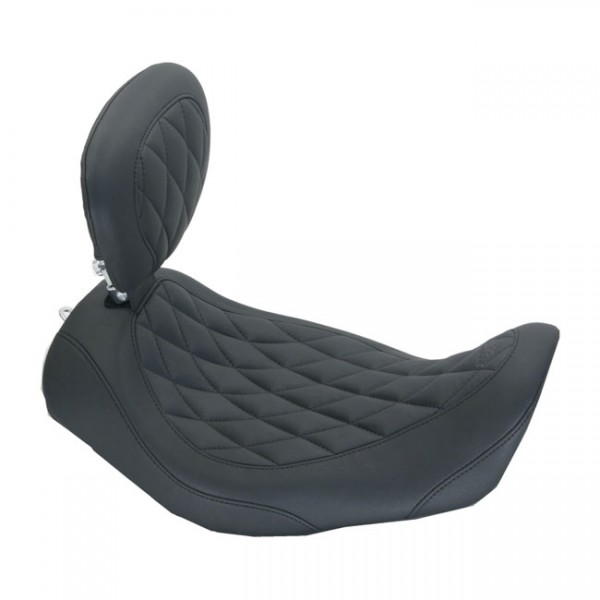 MUSTANG Seat Mustang, Wide Tripper solo seat. With rider backrest - 06-17 Dyna (excl. 14-17 Fat Bob) (NU)