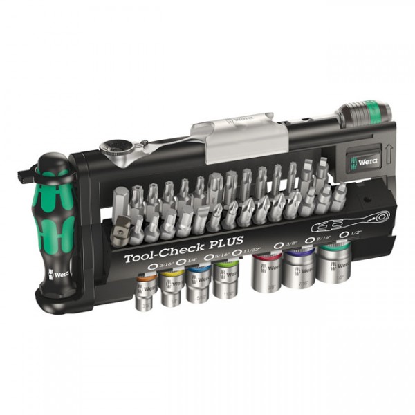 WERA Tools tool-check plus imperial 1/4&quot; drive US sizes - Phillips, Torx®, slotted and Hex (Allen head) screws