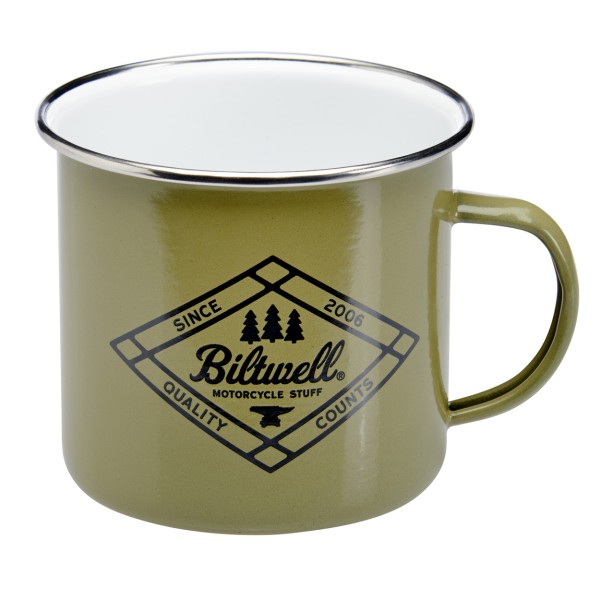 BILTWELL Becher Camp Mug Quality Counts Grün