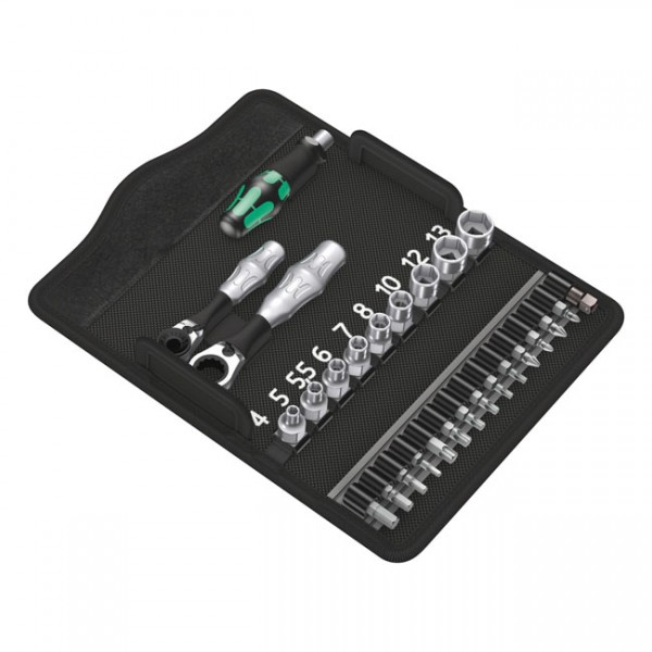 WERA Tools Zyklop ratchet kit Kraftform Mini 2, 1/4&quot; drive Metric - Torx®, Hex (Allen heads), Phillips, Pozidriv and slotted screws