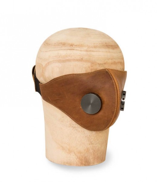 HEDON Leather Face Mask Hannibal - Brown &amp; Gunmetal