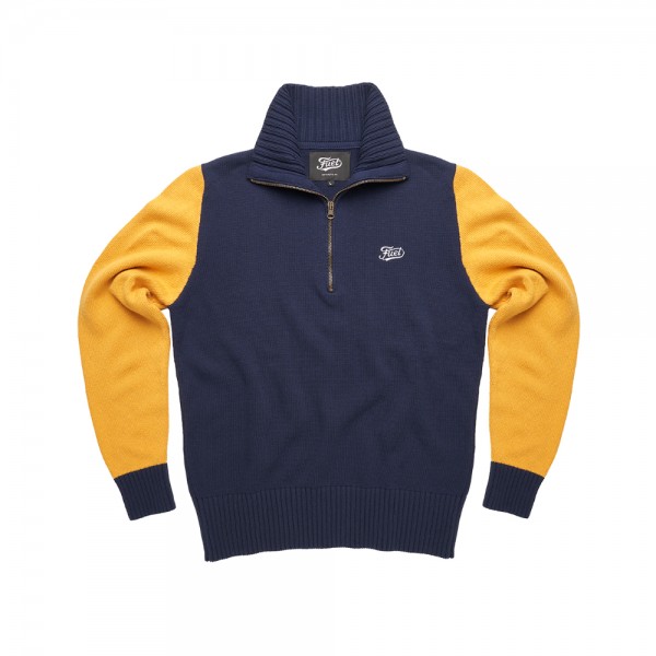FUEL sweater Hillclimb in dark blue and yellow