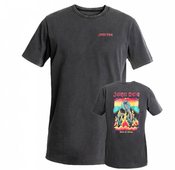 JOHN DOE Snake On Fire T-Shirt in Fade Out Black