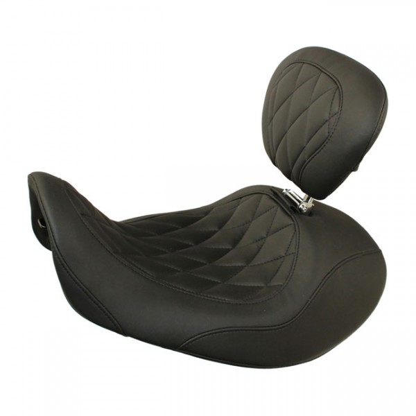 MUSTANG Seat Mustang, Wide Tripper Forward solo seat. With rider backrest - 06-17 Dyna (excl. 14-17 Fat Bob) (NU)