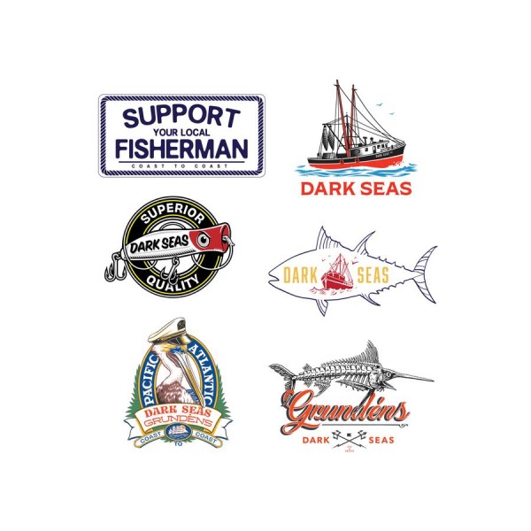 Dark Seas Division Aufkleber Fishing Series 6er Pack