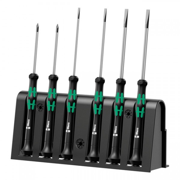 WERA Tools Micro Screwdriver Set 6 pcs for electronic applications - Phillips &amp; Slotted screws