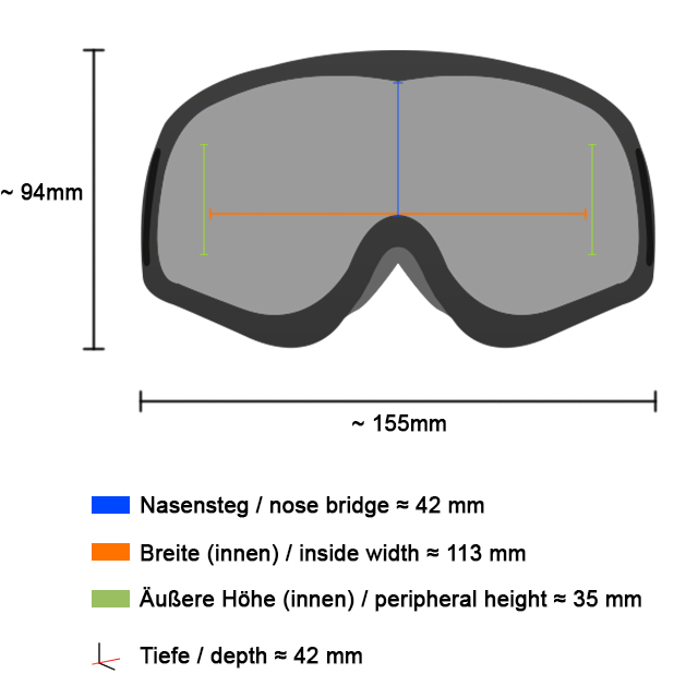 ROEG Peruna goggle dimensions