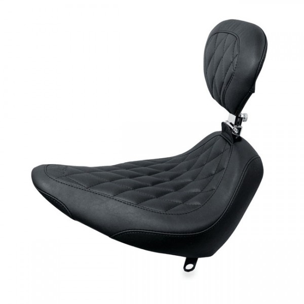 MUSTANG Seat Mustang, Wide Tripper solo seat. With rider backrest - 84-06 Softail with up to 150 stock tire (excl. Deuce) (NU)
