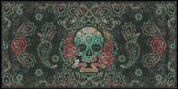 RUDE RIDERS Scarf - &quot;Skull &amp; Roses&quot; - 200 x 100 cm