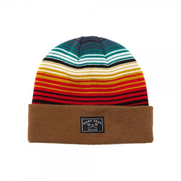 DARK SEAS DIVISION hat Headlands Beanie in brown with colourful stripes