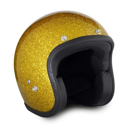 SEVENTIES Metalflakes Gold Motorcycle Helmet