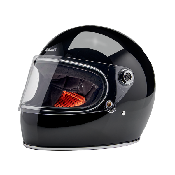 Biltwell Retro Full Face Helmet Gringo S in Gloss Black with ECE DOT